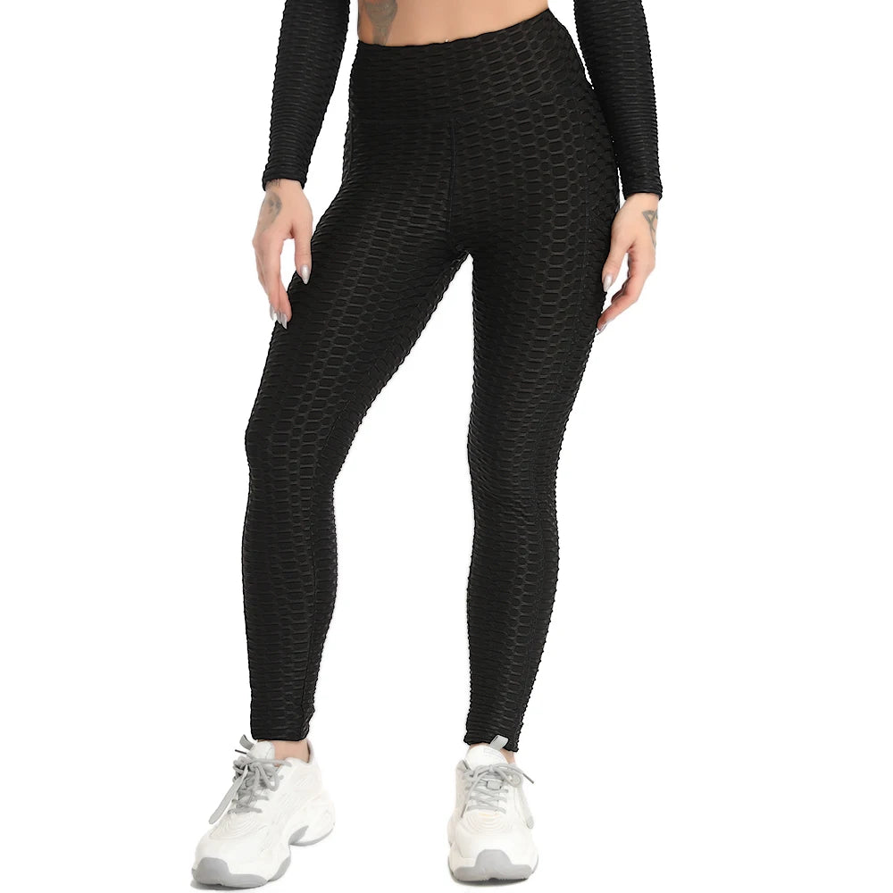 Women's High-Waisted Textured Leggings with Pockets