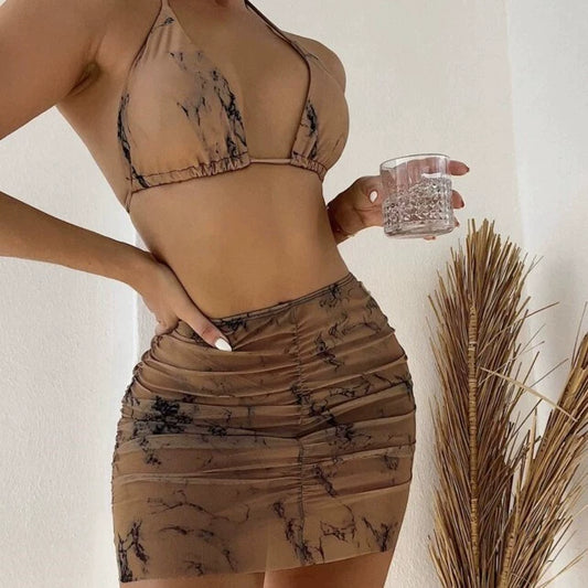Marble Romance Mesh Bikini Set π