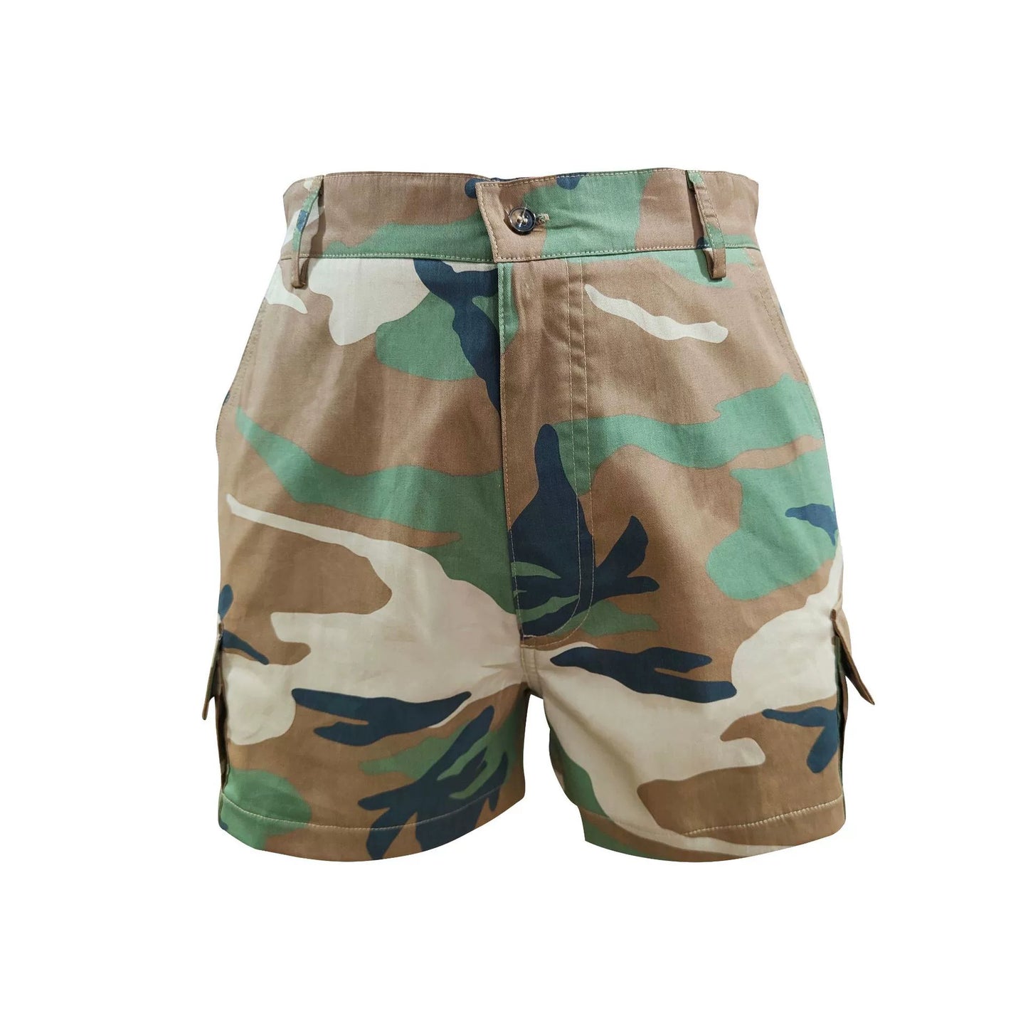Printed High Printed Patch Pocket Shorts Print Zipper High Waist Patch Pocket Shorts
