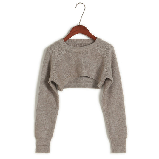 Ultra Short Pullover High Waist round Neck Midriff-Baring Knitwear