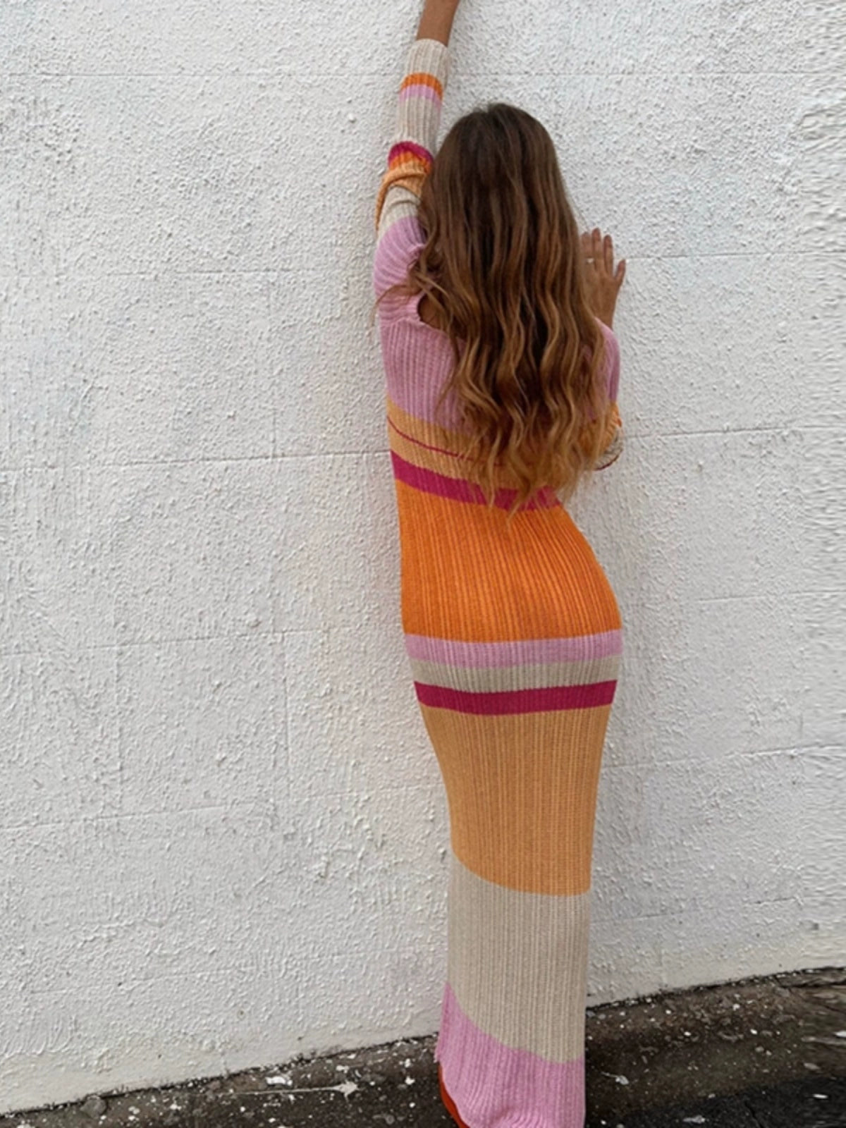 Hollow Long Sleeve Knit Sexy Cutout Dress
