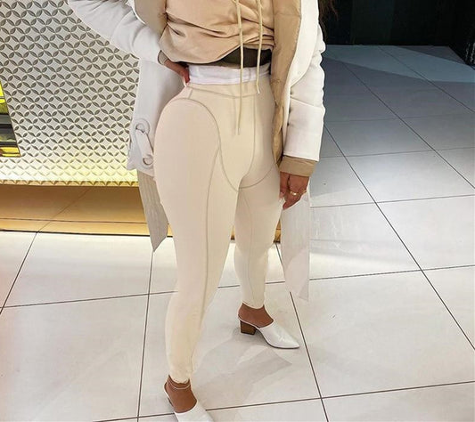 Women High Waist Striped Workout Leggings