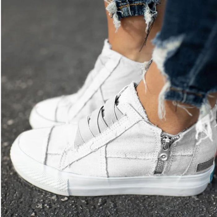 Breathable casual side zipper flat shoes - BLUTIFUL1