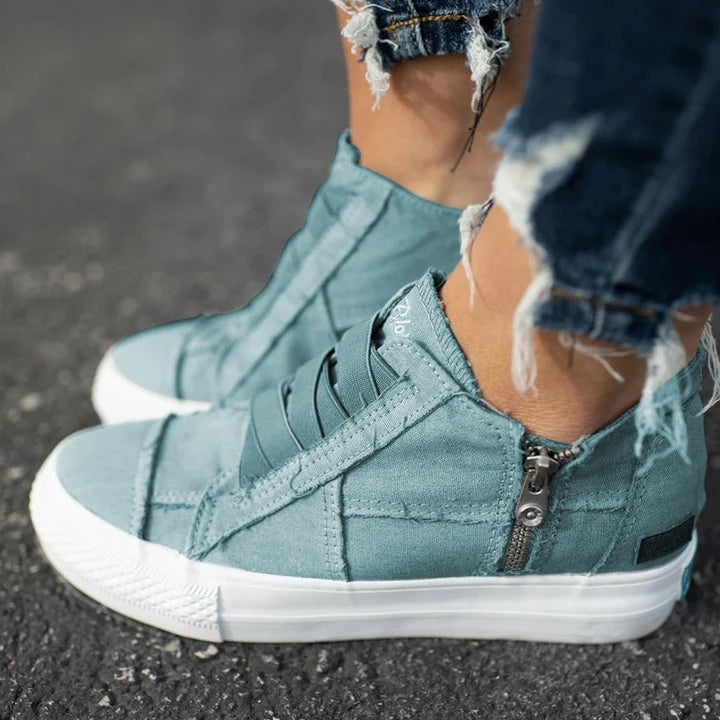 Breathable casual side zipper flat shoes - BLUTIFUL1