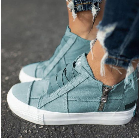 Breathable casual side zipper flat shoes - BLUTIFUL1
