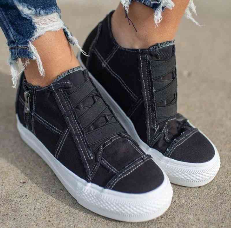 Breathable casual side zipper flat shoes - BLUTIFUL1
