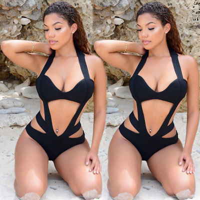 One Piece Swimsuit Women Swimwear Black Bodysuit Romper - BLUTIFUL1