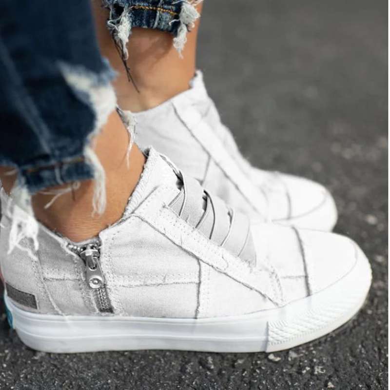 Breathable casual side zipper flat shoes - BLUTIFUL1