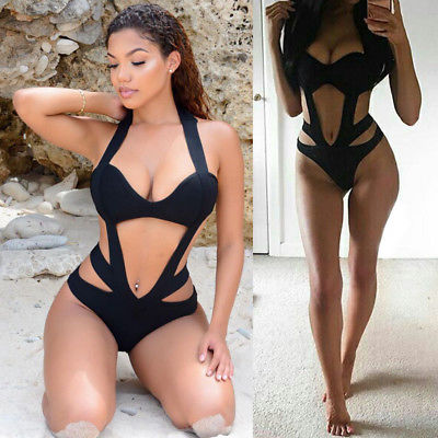 One Piece Swimsuit Women Swimwear Black Bodysuit Romper - BLUTIFUL1