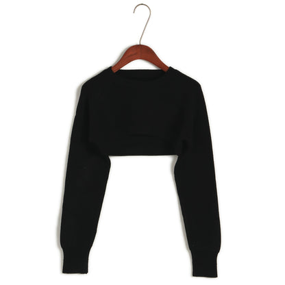 Ultra Short Pullover High Waist round Neck Midriff-Baring Knitwear