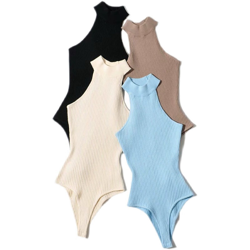 Stand Collar Sleeveless Jumpsuit Slim-Fit Halter