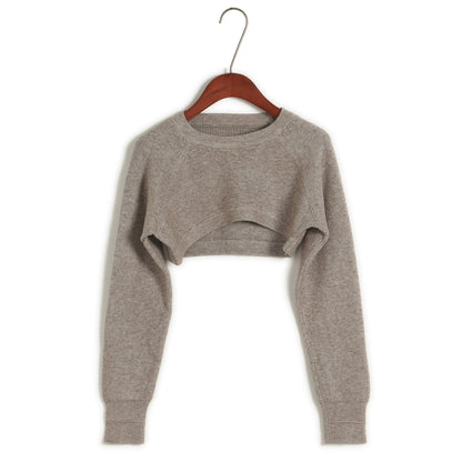 Ultra Short Pullover High Waist round Neck Midriff-Baring Knitwear