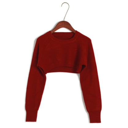 Ultra Short Pullover High Waist round Neck Midriff-Baring Knitwear