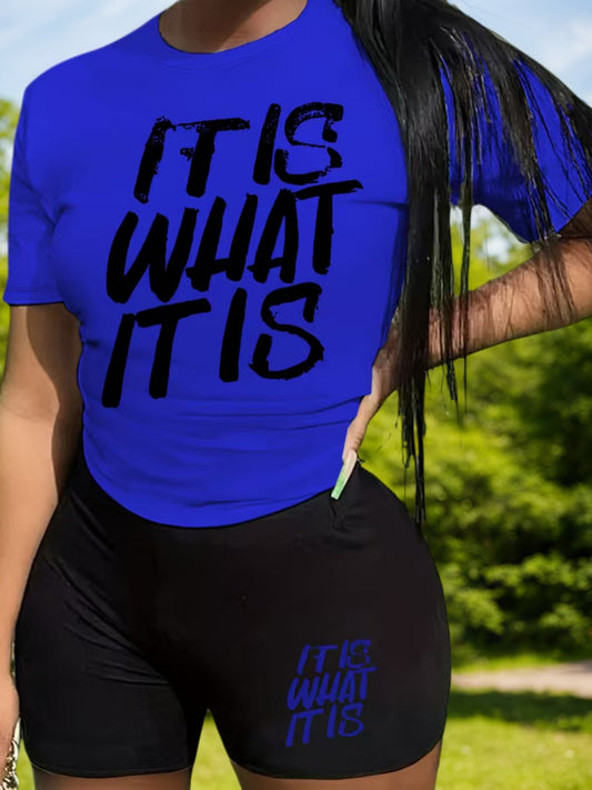 Large New Women's Short Sleeved And Shorts Jogging Set, Casual Two-piece Set, Sportswear