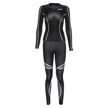 Long Sleeve Print Sports Fitness Set