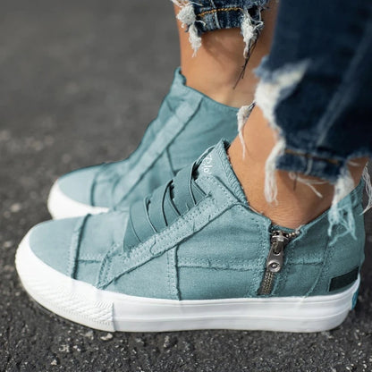 Breathable casual side zipper flat shoes - BLUTIFUL1
