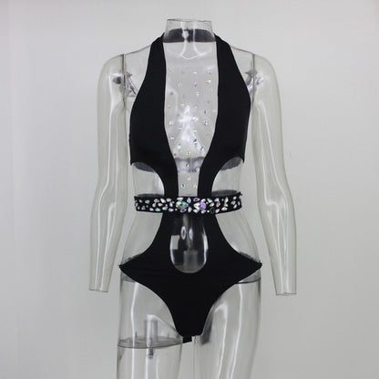 Sexy Women One Piece Swimwear Beachsets Lace Up Mesh Patchwork High Waist Thong Bathing Bodysuits Sets